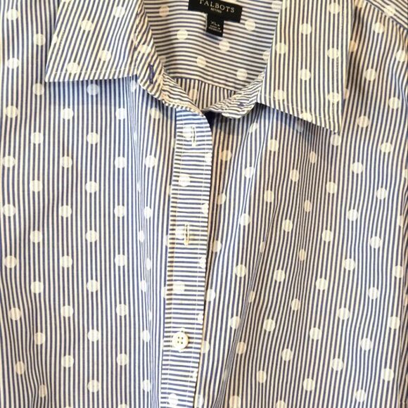 Talbots Perfect Shirt - Pretty Dot Stripe Verstile Non-Iron Button Down Size XLP - Picture 5 of 11